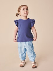 Blue Grid Check Textured Bloomer Trousers (3mths-7yrs)