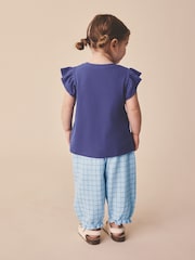 Blue Grid Check Textured Bloomer Trousers (3mths-7yrs)