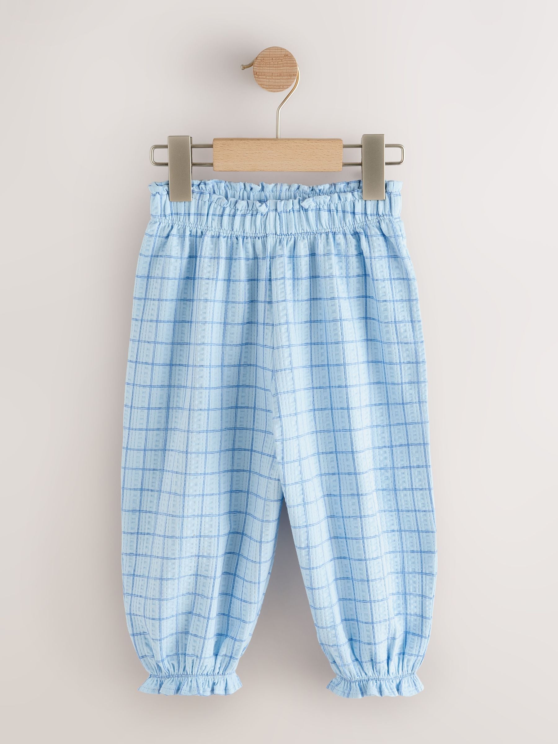 Blue Grid Check Textured Bloomer Trousers (3mths-7yrs) - Size 3-6 Months (62-68cm)