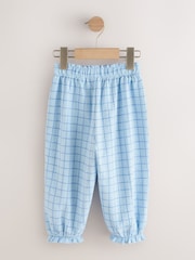 Blue Grid Check Textured Bloomer Trousers (3mths-7yrs)