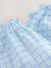 Blue Grid Check Textured Bloomer Trousers (3mths-7yrs)