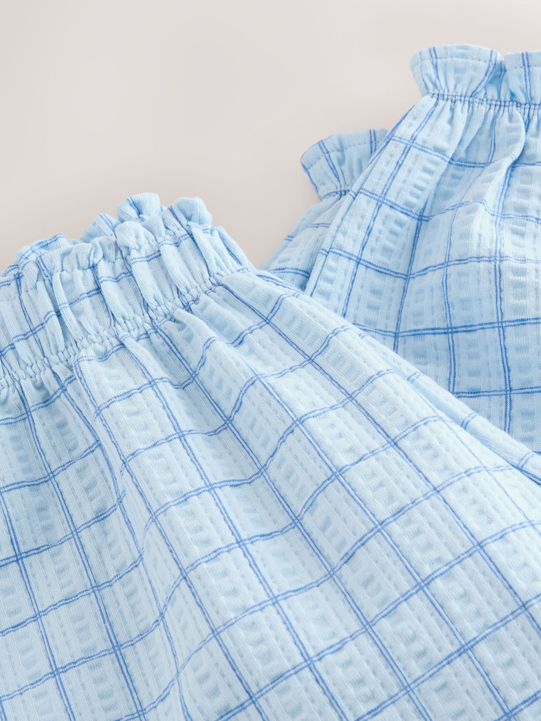 Blue Grid Check Textured Bloomer Trousers (3mths-7yrs) - Size 3-6 Months (62-68cm)