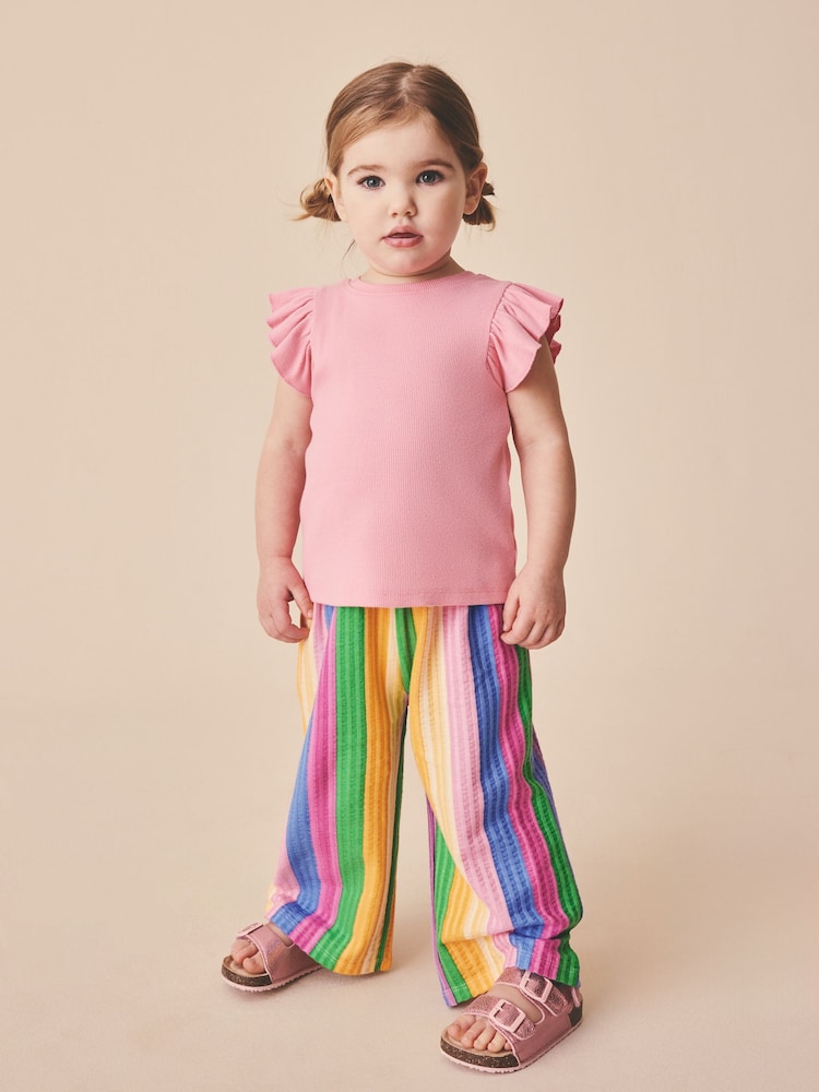 Pink Rainbow Stripe Wide Leg Trousers (3mths-7yrs)