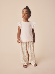 Ecru White Ditsy Floral Wide Leg Trousers (3mths-7yrs) - Size 3-6 Months (62-68cm)