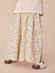 Ecru White Ditsy Floral Wide Leg Trousers (3mths-7yrs)