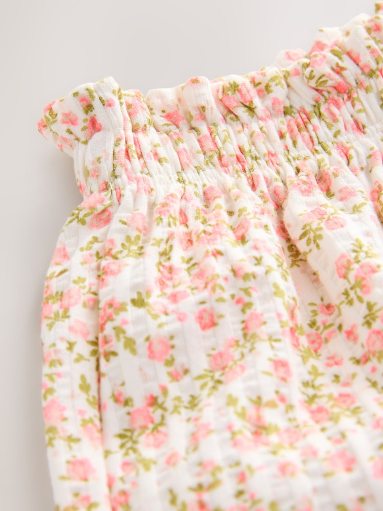 Ecru White Ditsy Floral Wide Leg Trousers (3mths-7yrs)