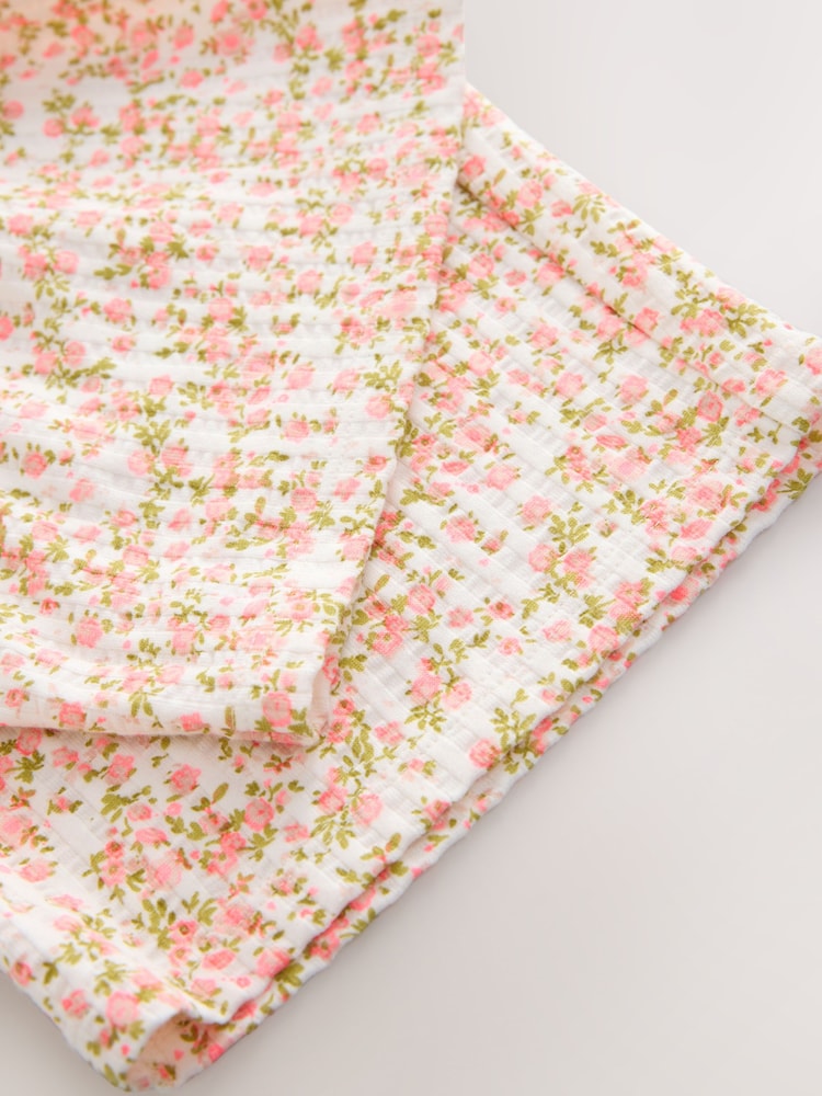 Ecru White Ditsy Floral Wide Leg Trousers (3mths-7yrs)
