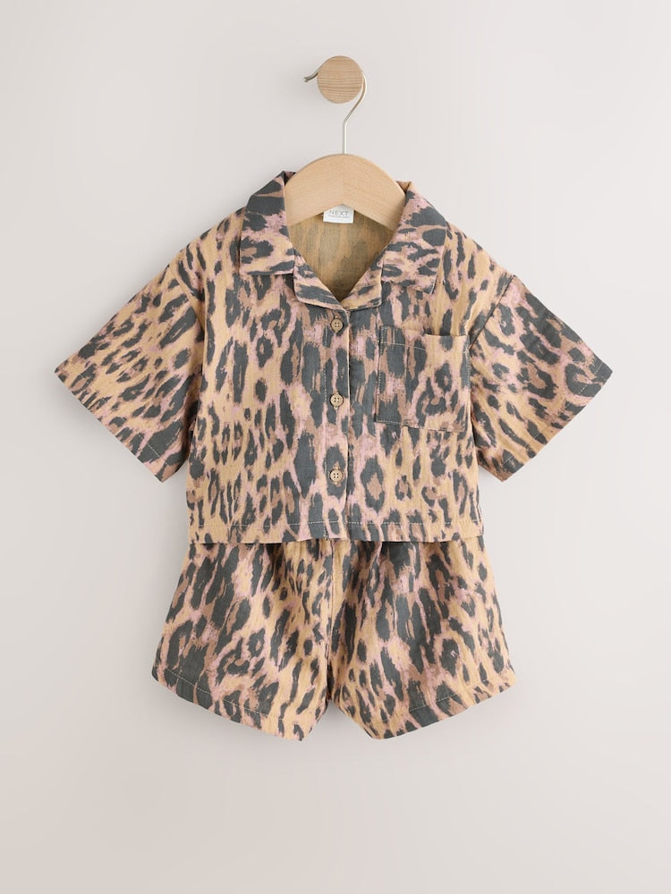 Animal Print Shirt And Short Co-Ord Set (3mths-10yrs)