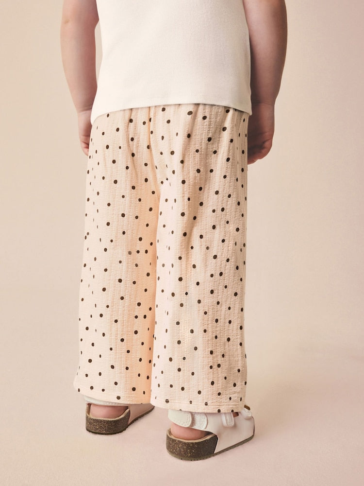 Ecru Mono Spot Wide Leg Trousers (3mths-7yrs)