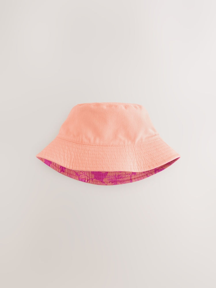 Pink/Purple Hibiscus Printed Bucket Hat (3mths-16yrs)