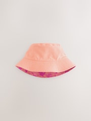 Pink/Purple Hibiscus Printed Bucket Hat (3mths-16yrs) - Size 3-9 Months (62-74cm)