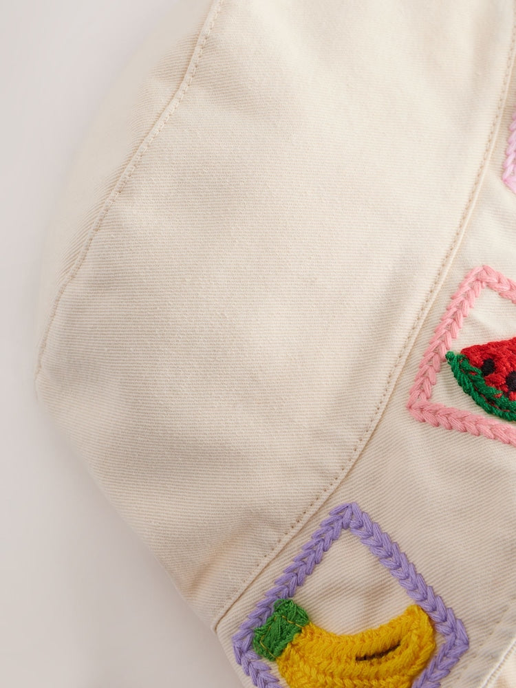 Cream/ Fruit Embroidered Bucket Hat (3-10yrs)