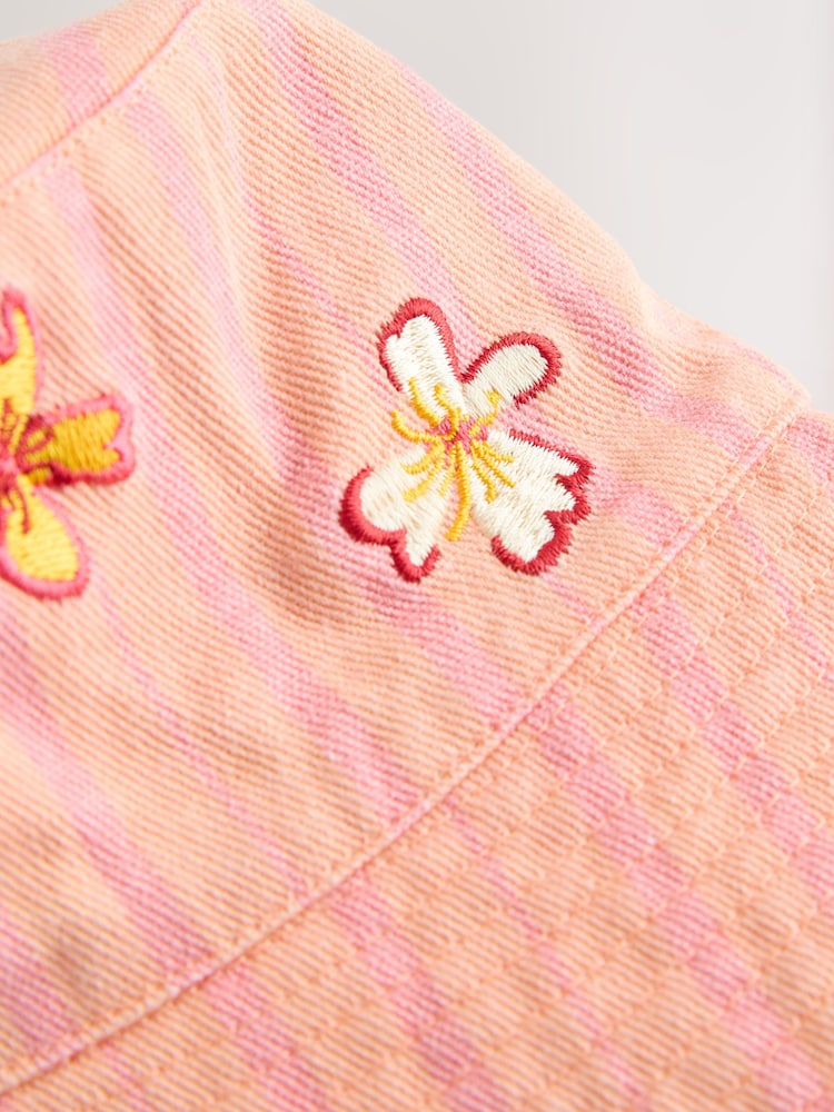 Coral Pink Hibiscus Bucket Hat (3mths-13yrs)