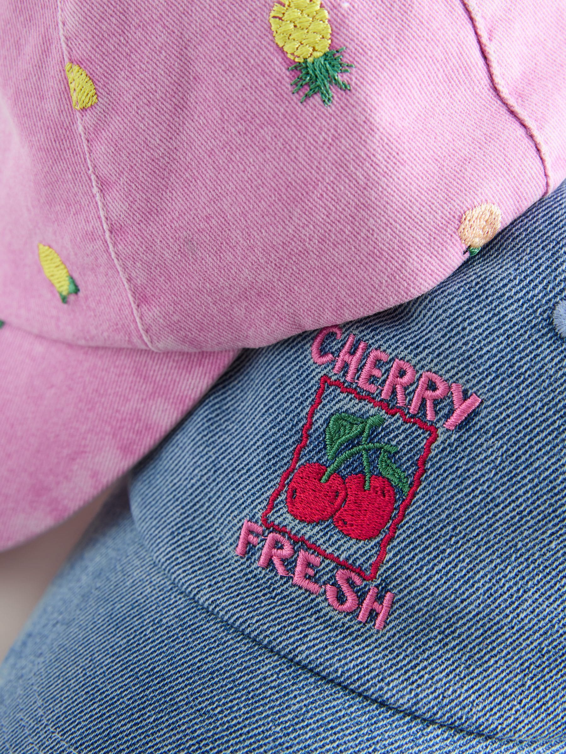 Pink Fruit/Blue Cherry Caps 2 Pack (1-13yrs) - Size 1-2 Years (80-92cm)