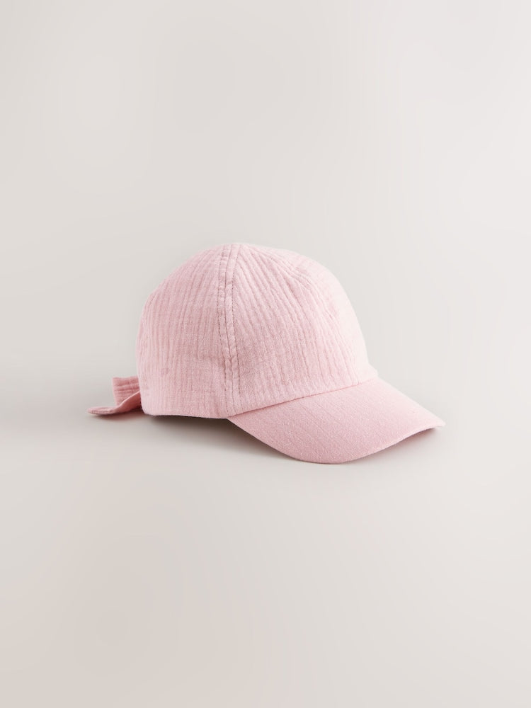 Pink Bow Back Cap (3mths-10yrs) - Pink / 7-10 Years (122-140cm)