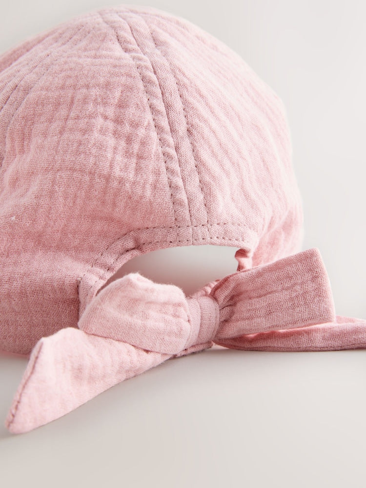 Pink Bow Back Cap (3mths-10yrs)