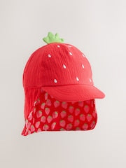 Red Strawberry Legionnaire Hat (3mths-10yrs) - Size 3-9 Months (62-74cm)