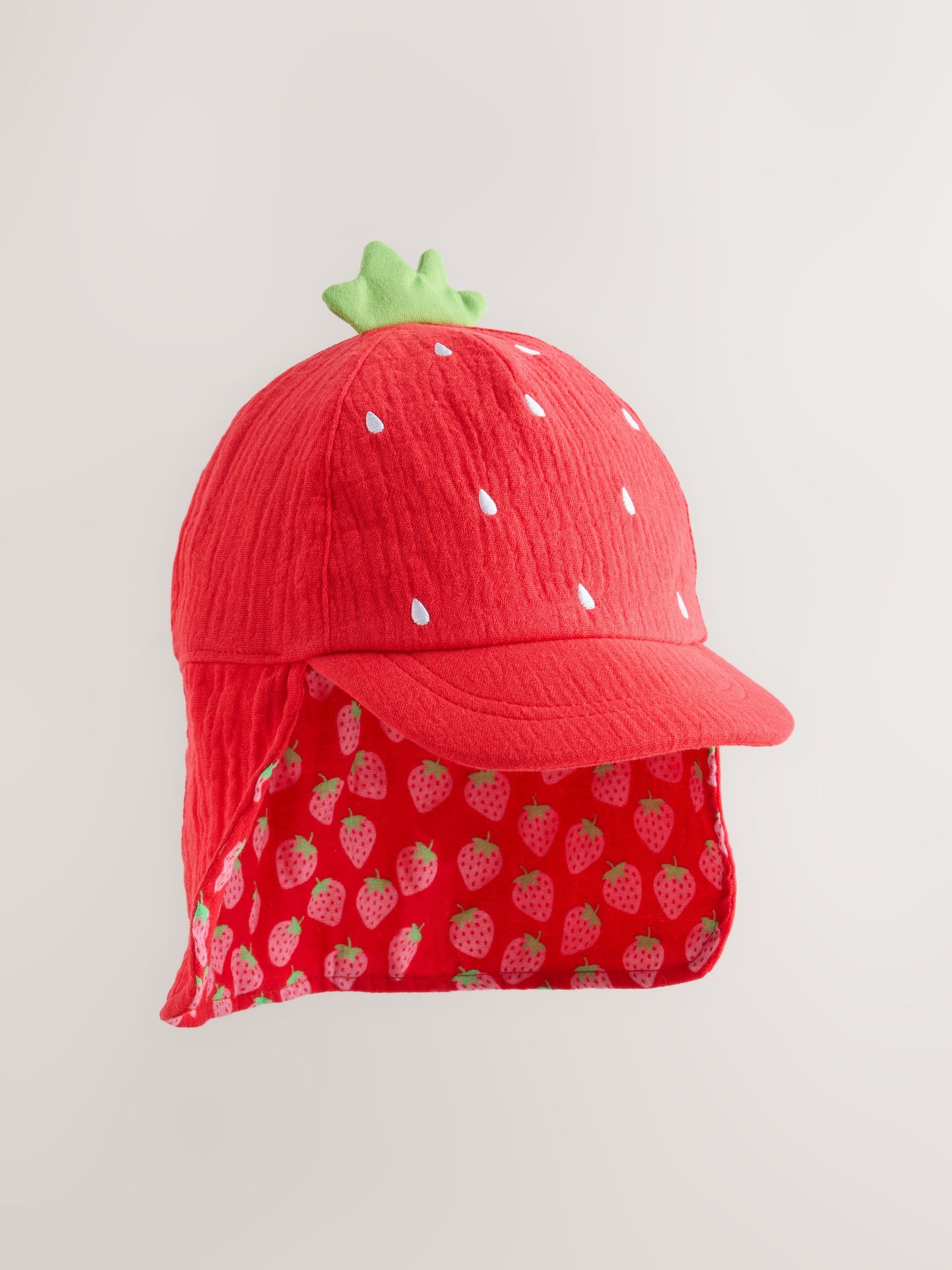 Red Strawberry Legionnaire Hat (3mths-10yrs) - Size 3-9 Months (62-74cm)