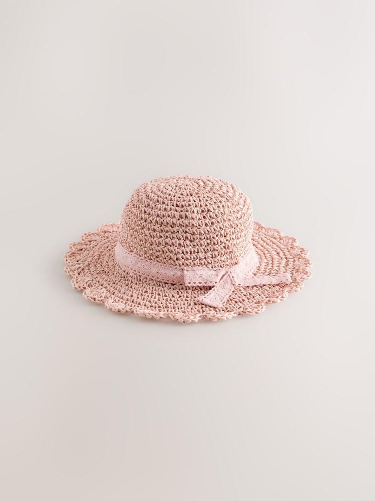 Pink Straw Sun Hat (1-16yrs)