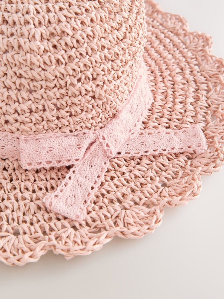 Pink Straw Sun Hat (1-16yrs)