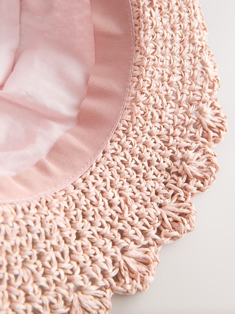 Pink Straw Sun Hat (1-16yrs)