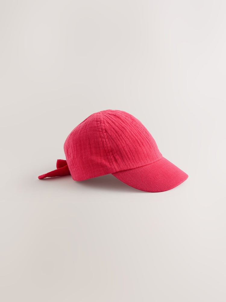 Red Bow Back Cap (3mths-10yrs)
