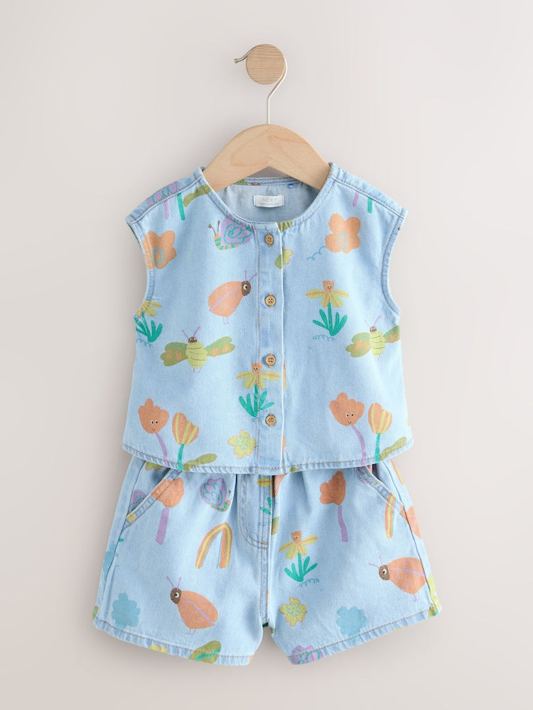 Denim Ladybug Print Character Set (3mths-7yrs) (3mths-7yrs)