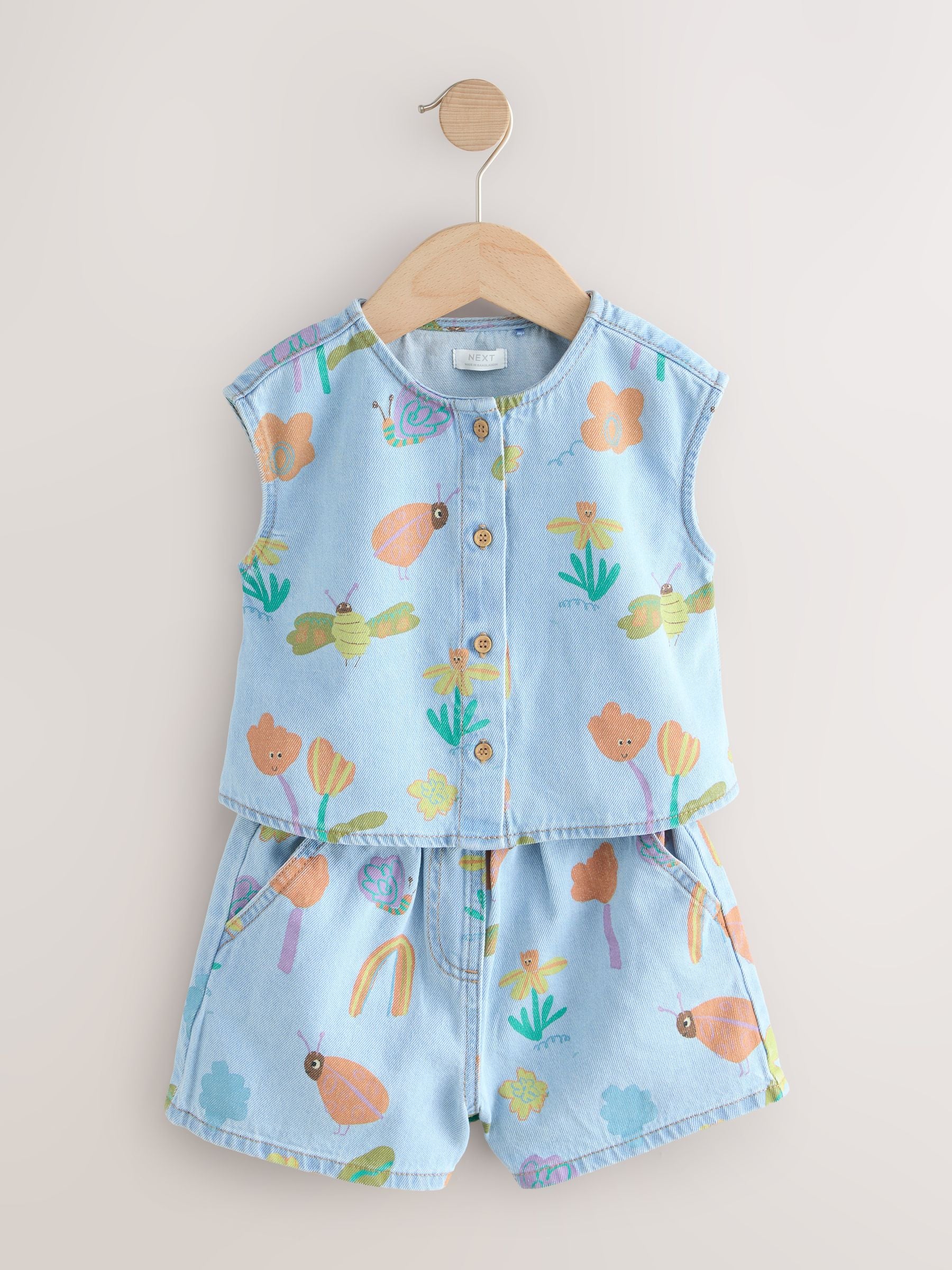 Denim Ladybug Print Character Set (3mths-7yrs) (3mths-7yrs) - Size 3-6 Months (62-68cm)