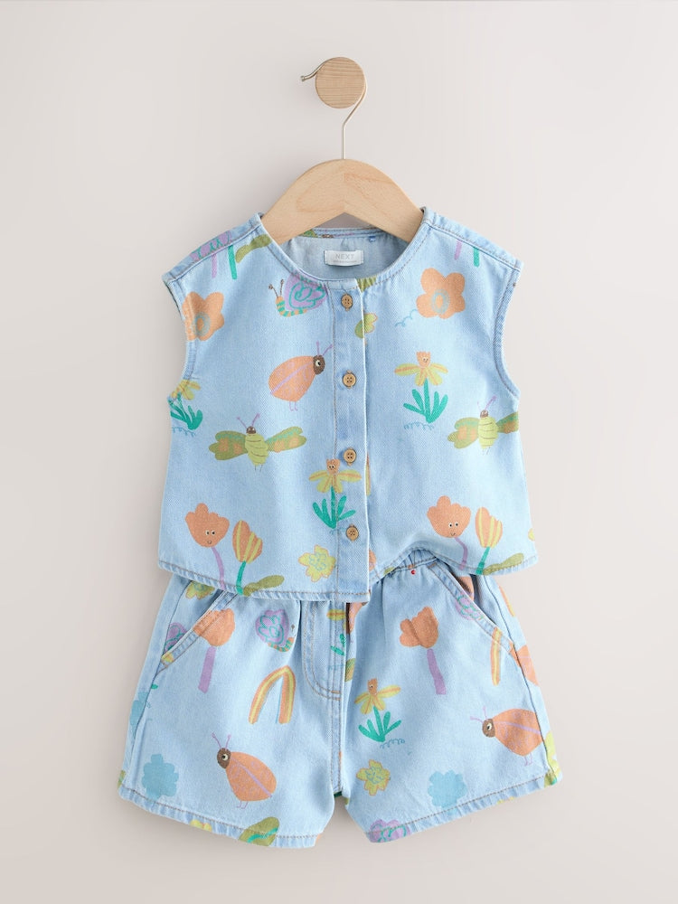 Denim Ladybug Print Character Set (3mths-7yrs) (3mths-7yrs)