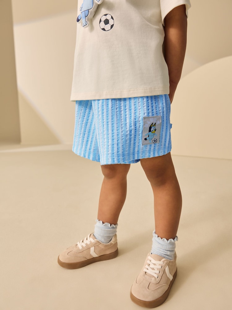 Ecru White Bluey Football Shorts Set (12mths-7yrs)