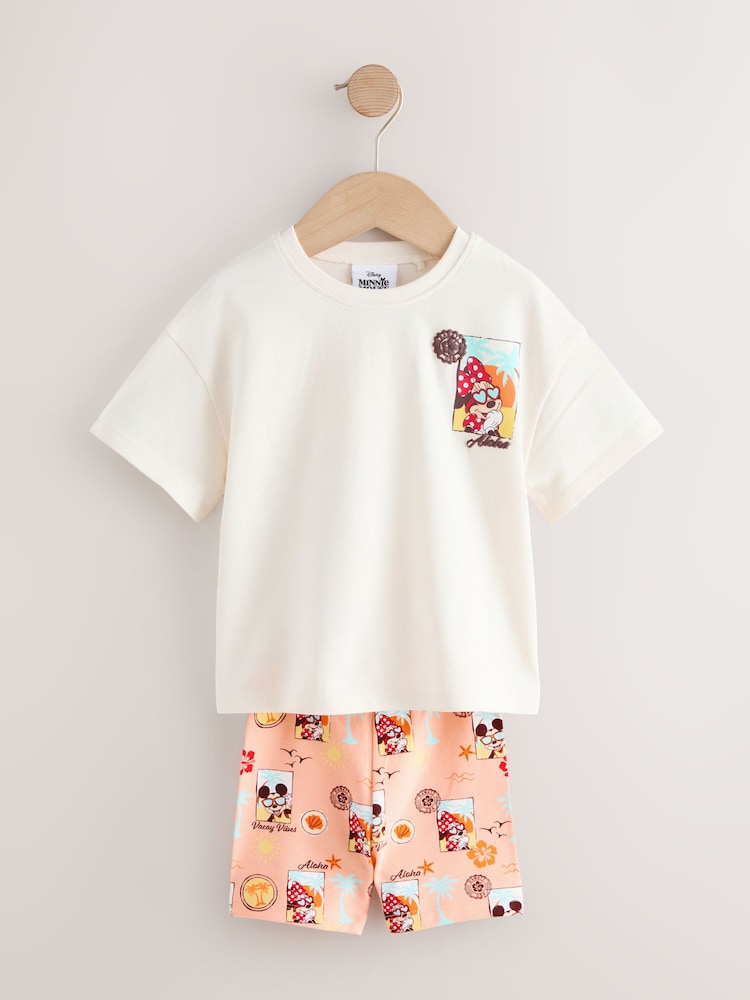 Ecru White Beach Minnie Mouse Cycle Shorts Set (3mths-7yrs)