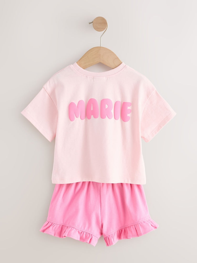 Pink Disney Marie Shorts Set (3mths-7yrs)