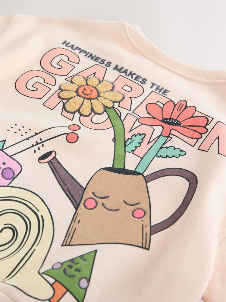 Cream Garden Graphic Sweatshirt and Leggings Set (3mths-7yrs)