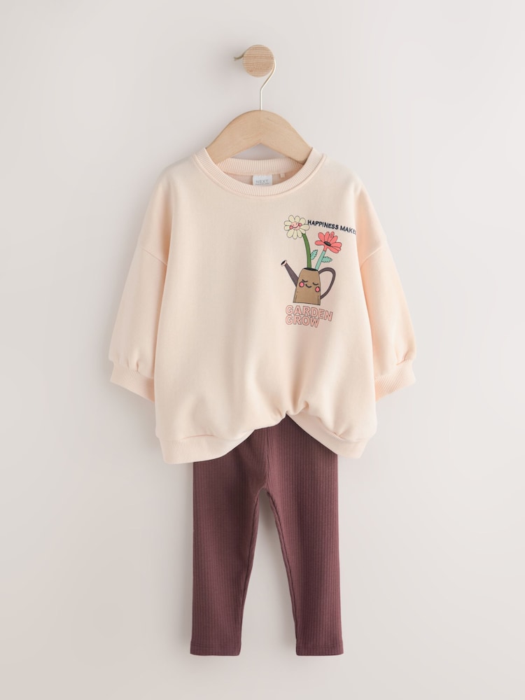 Cream Garden Graphic Sweatshirt and Leggings Set (3mths-7yrs)