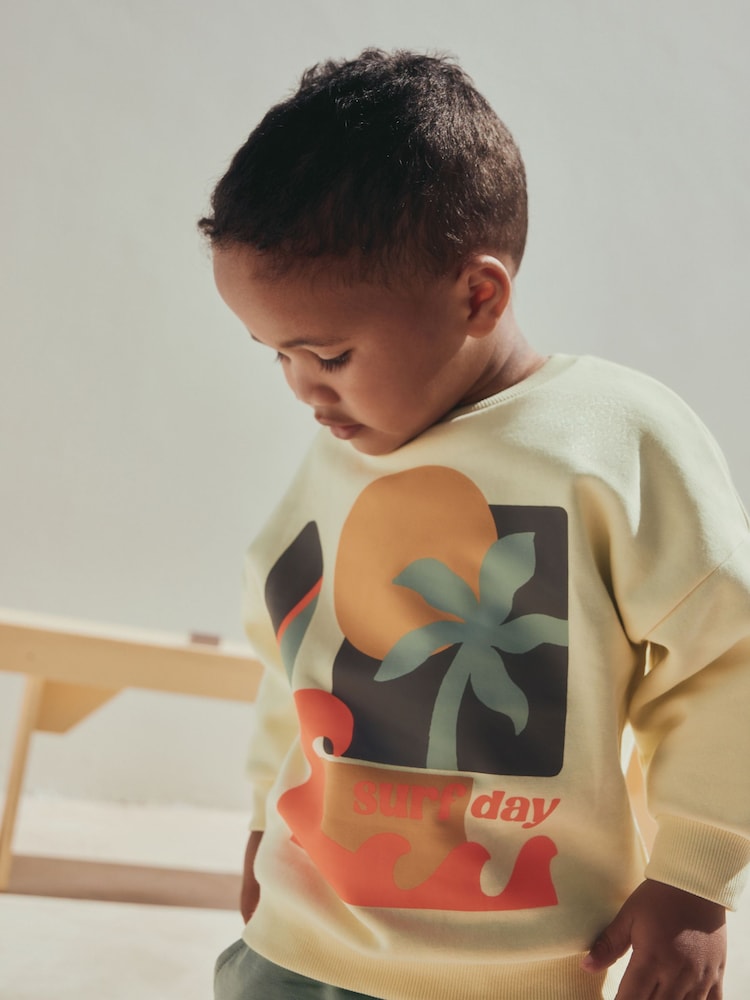 Yellow Surf Day Crew Neck Sweatshirt and Shorts Set (3mths-7yrs) (3mths-7yrs)