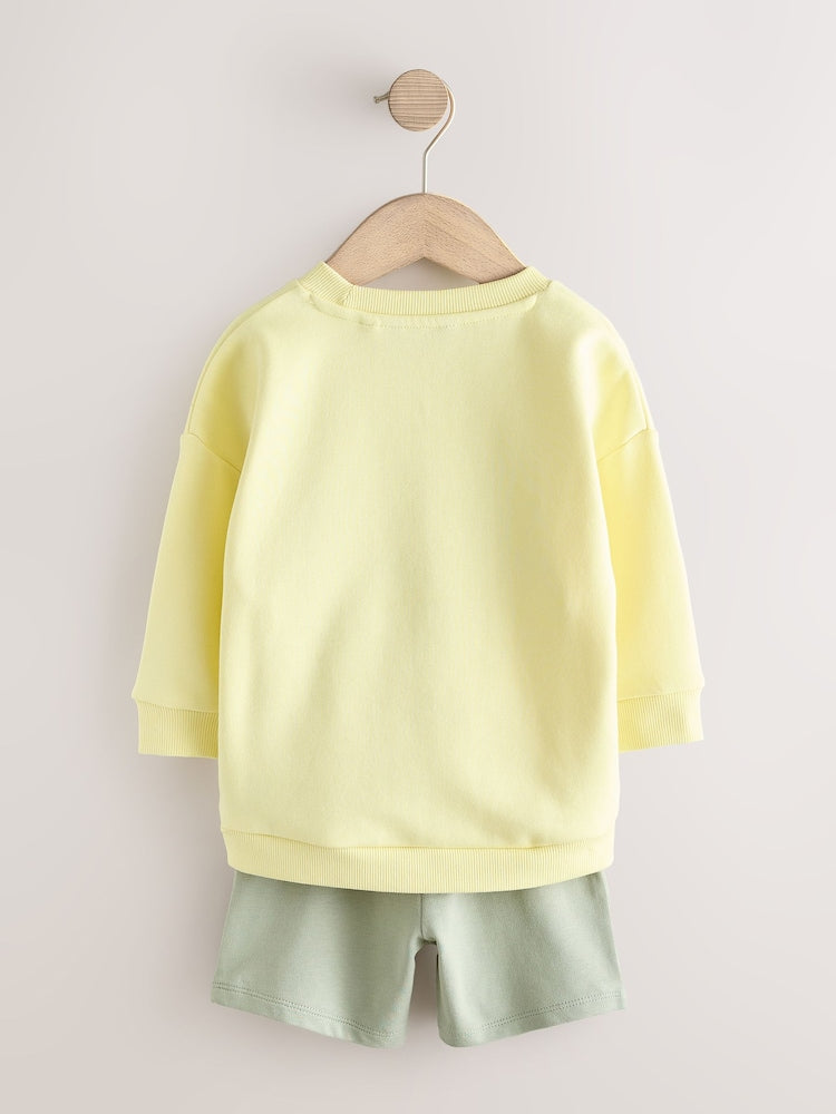 Yellow Surf Day Crew Neck Sweatshirt and Shorts Set (3mths-7yrs) (3mths-7yrs)