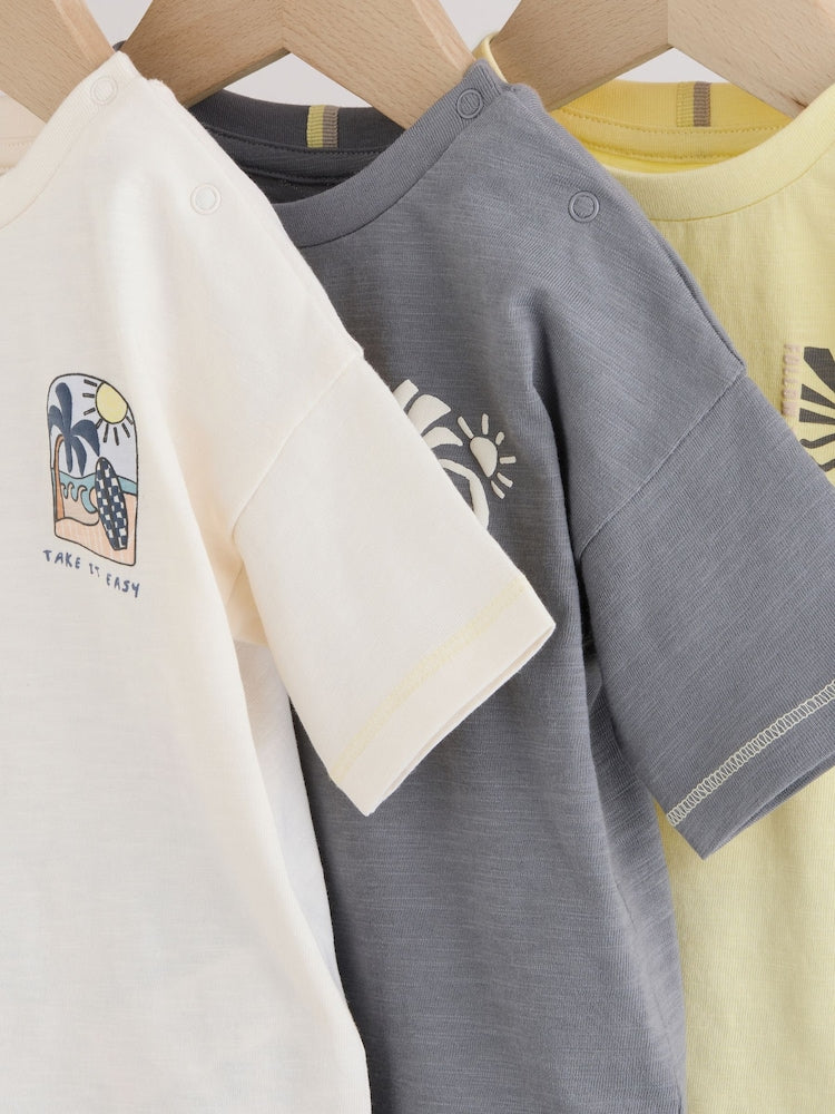 Mono/Fluro Yellow Palms Tops and Shorts Baby Set 6 Piece (0mths-2yrs)