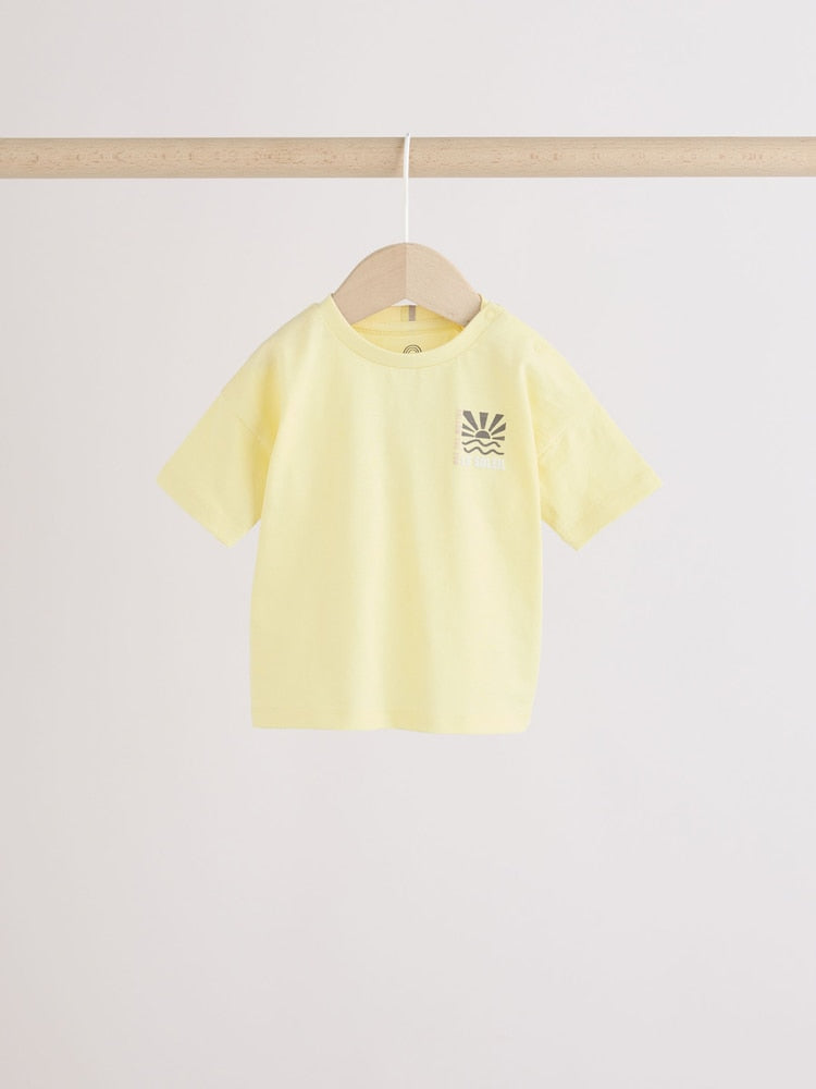 Mono/Fluro Yellow Palms Tops and Shorts Baby Set 6 Piece (0mths-2yrs)
