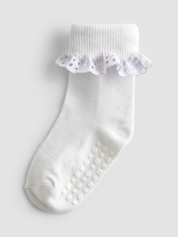JoJo Maman Bébé Pink 3-Pack Frill Socks - Size Up To 6 Months (50 - 68cm)