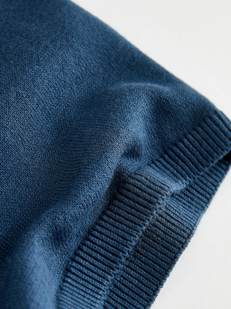 Navy Blue Knitted Top and Woven Shorts Baby Set (0mths-2yrs)