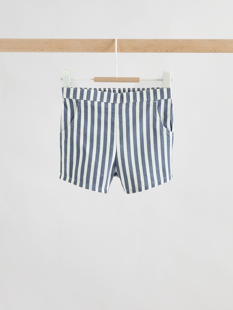 Navy Blue Knitted Top and Woven Shorts Baby Set (0mths-2yrs)