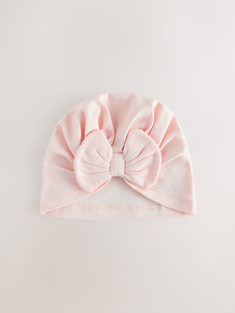 Pink/White Baby Turbans 2 Pack (0-18mths) - Size 50cm (First Size)