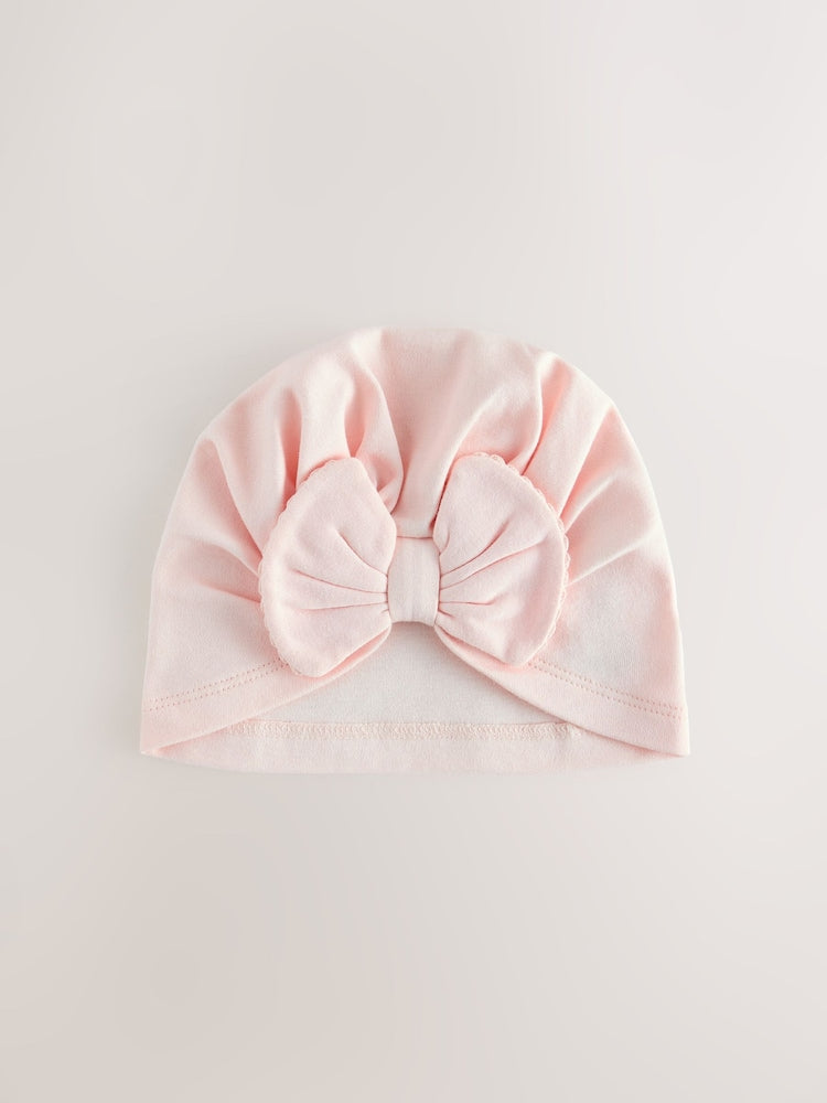Pink/White Baby Turbans 2 Pack (0-18mths) - Size 50cm (First Size)
