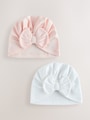 Pink/White Baby Turbans 2 Pack (0-18mths) - Size 50cm (First Size)