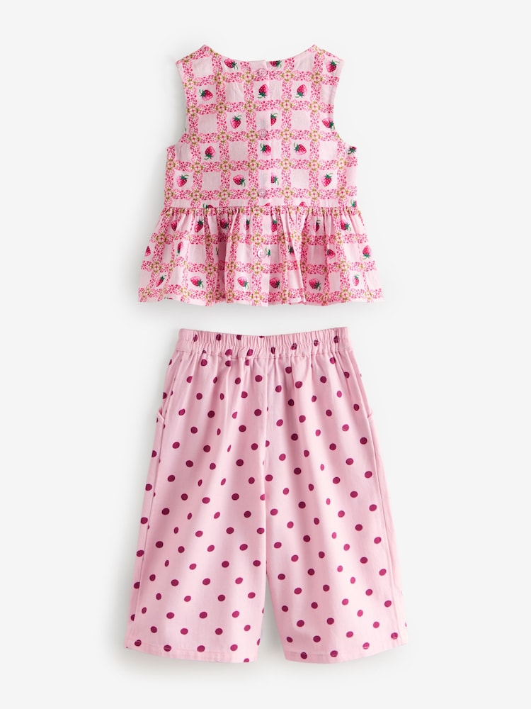 Cath Kidston Pink Strawberries Blouse And Trousers Set (3mths-8yrs)