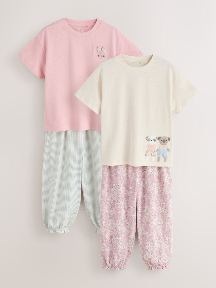 Pink/Blue Top & Trousers Set 2 Pack (3mths-7yrs)