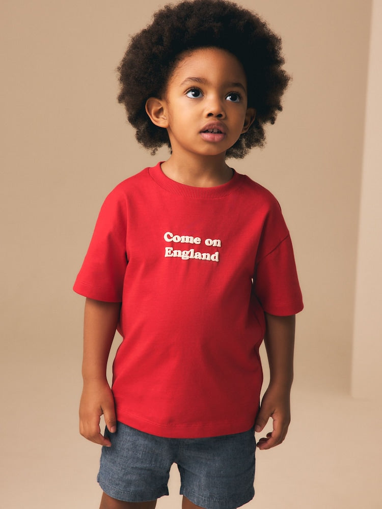 Red Short Sleeve Football Slogan T-Shirt (3mths-7yrs) - Red / 12-18 Months (80-86cm)