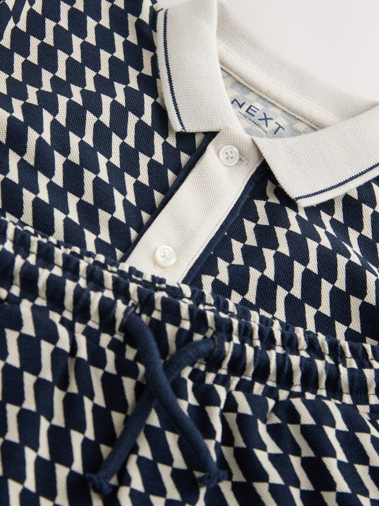 Navy Check Short Sleeve Shirt and Shorts Set (3mths-7yrs)