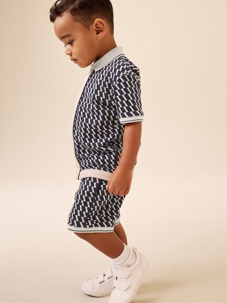 Navy Check Short Sleeve Shirt and Shorts Set (3mths-7yrs)