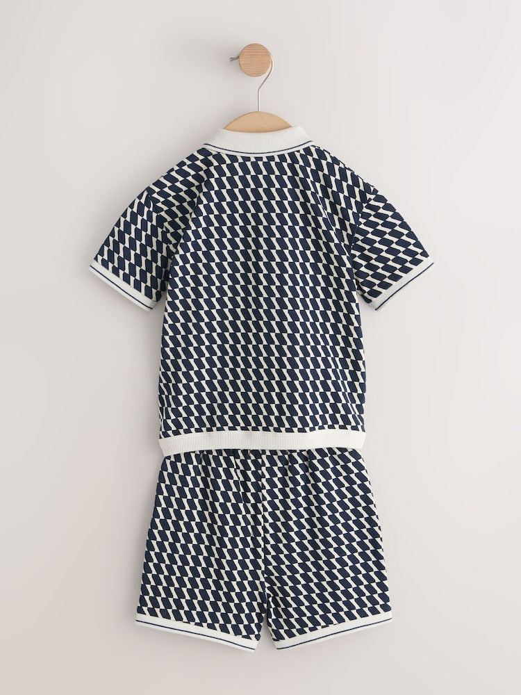 Navy Check Short Sleeve Shirt and Shorts Set (3mths-7yrs)